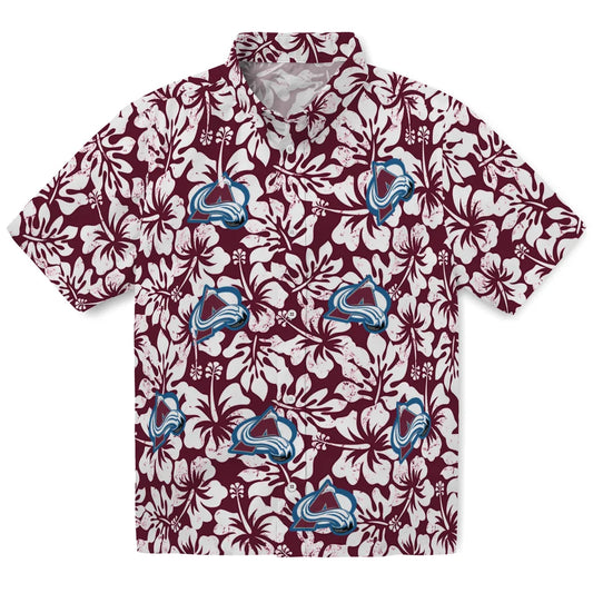 Colorado Avalanche Hawaiian Shirt - Hibiscus Motif | Moonbestprint