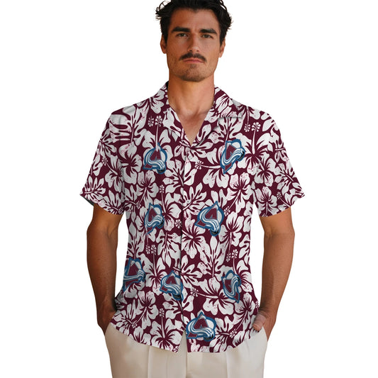 Colorado Avalanche Hawaiian Shirt - Hibiscus Motif | Moonbestprint