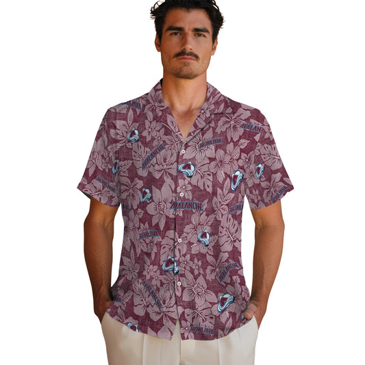Colorado Avalanche Hawaiian Shirt - Hibiscus Oasis | Moonbestprint