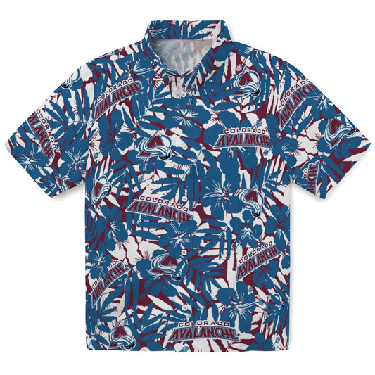 Colorado Avalanche Hawaiian Shirt - Hibiscus Overlay | Moonbestprint