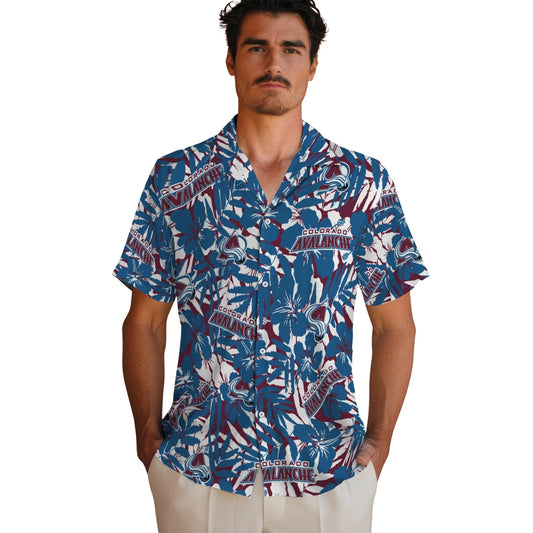 Colorado Avalanche Hawaiian Shirt - Hibiscus Overlay | Moonbestprint