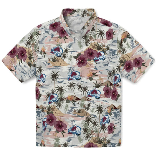 Colorado Avalanche Hawaiian Shirt - Hibiscus Seaside | Moonbestprint