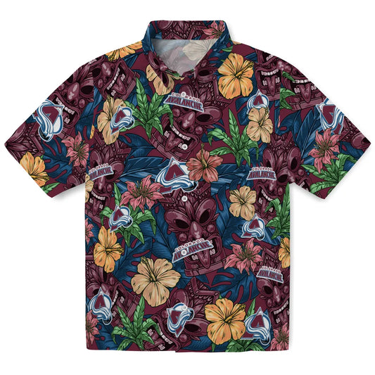 Colorado Avalanche Hawaiian Shirt - Hibiscus Tiki Jungle | Moonbestprint