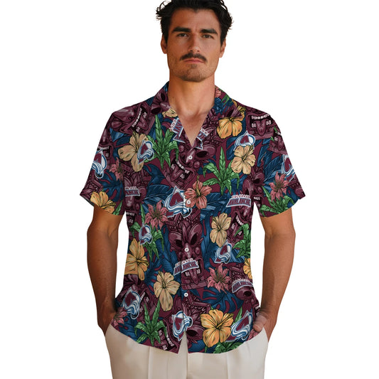 Colorado Avalanche Hawaiian Shirt - Hibiscus Tiki Jungle | Moonbestprint