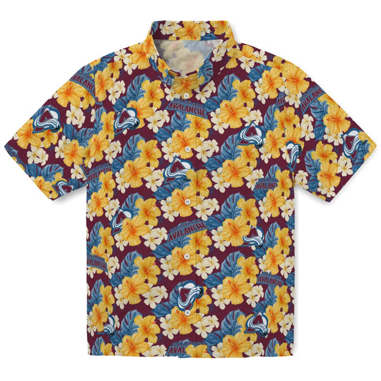 Colorado Avalanche Hawaiian Shirt - Hibiscus Tropics | Moonbestprint