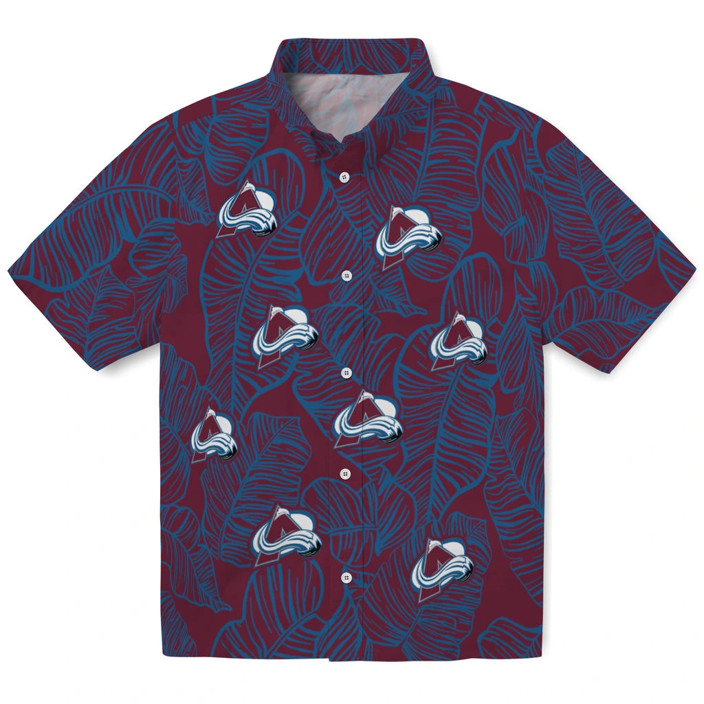 Colorado Avalanche Hawaiian Shirt - Leaf Outline | Moonbestprint