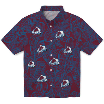 Colorado Avalanche Hawaiian Shirt - Leaf Outline | Moonbestprint
