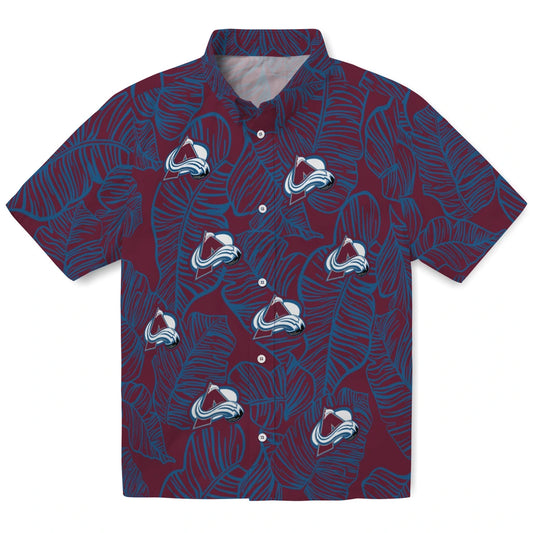 Colorado Avalanche Hawaiian Shirt - Leaf Outline | Moonbestprint