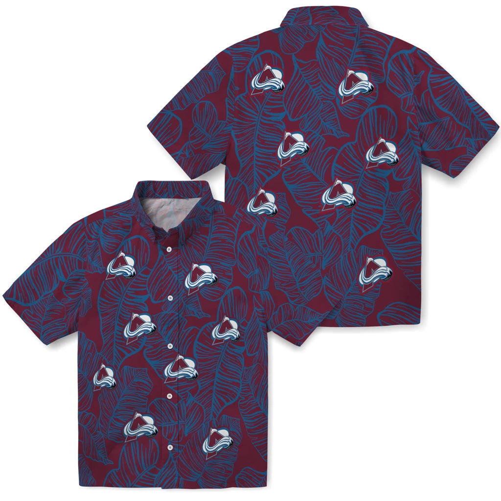 Colorado Avalanche Hawaiian Shirt - Leaf Outline | Moonbestprint