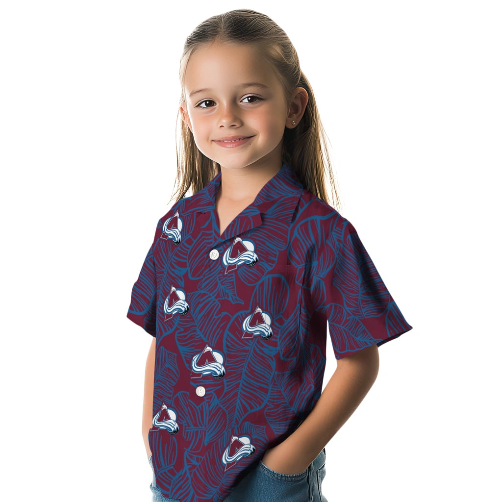 Colorado Avalanche Hawaiian Shirt - Leaf Outline | Moonbestprint