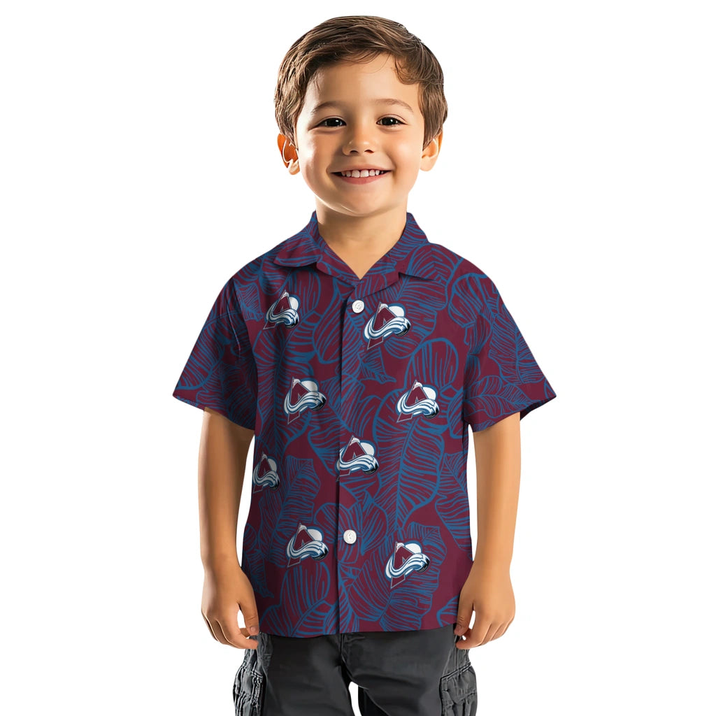 Colorado Avalanche Hawaiian Shirt - Leaf Outline | Moonbestprint
