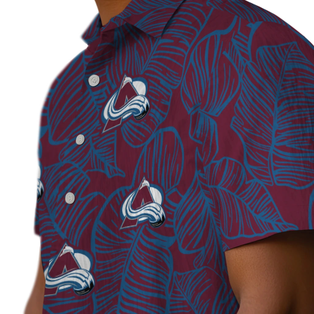 Colorado Avalanche Hawaiian Shirt - Leaf Outline | Moonbestprint