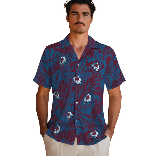 Colorado Avalanche Hawaiian Shirt - Monstera Layer | Moonbestprint