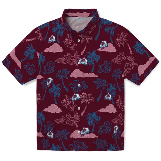 Colorado Avalanche Hawaiian Shirt - Palm And Clouds | Moonbestprint