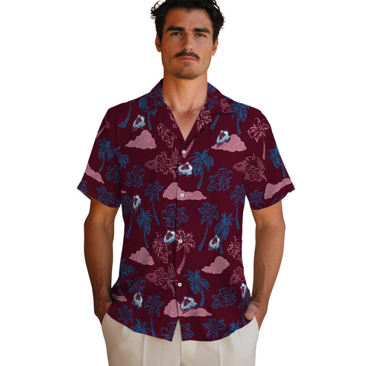 Colorado Avalanche Hawaiian Shirt - Palm And Clouds | Moonbestprint
