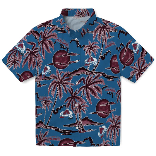 Colorado Avalanche Hawaiian Shirt - Palm Sunset | Moonbestprint