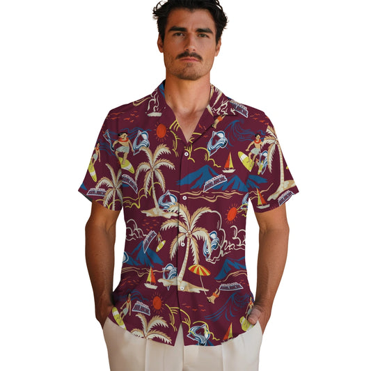Colorado Avalanche Hawaiian Shirt - Palm Tree Island | Moonbestprint
