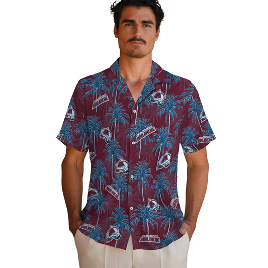 Colorado Avalanche Hawaiian Shirt - Palm Tree Motif | Moonbestprint