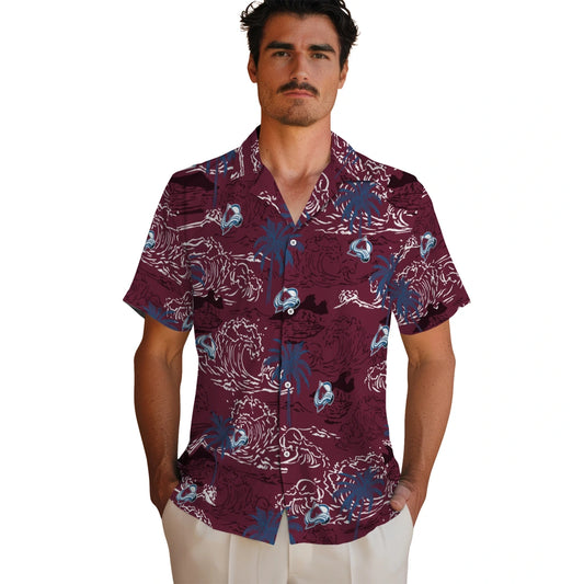 Colorado Avalanche Hawaiian Shirt - Wave Palm | Moonbestprint
