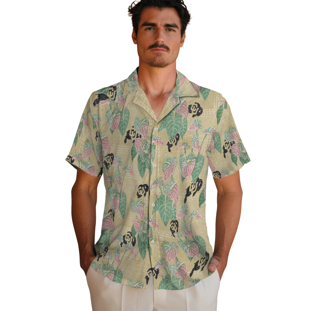 Colorado Buffaloes Hawaiian Shirt - Anthurium Overlay | Moonbestprint