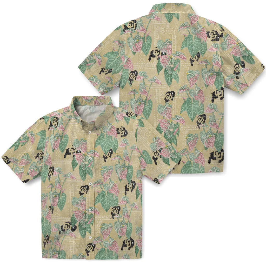 Colorado Buffaloes Hawaiian Shirt - Anthurium Overlay | Moonbestprint