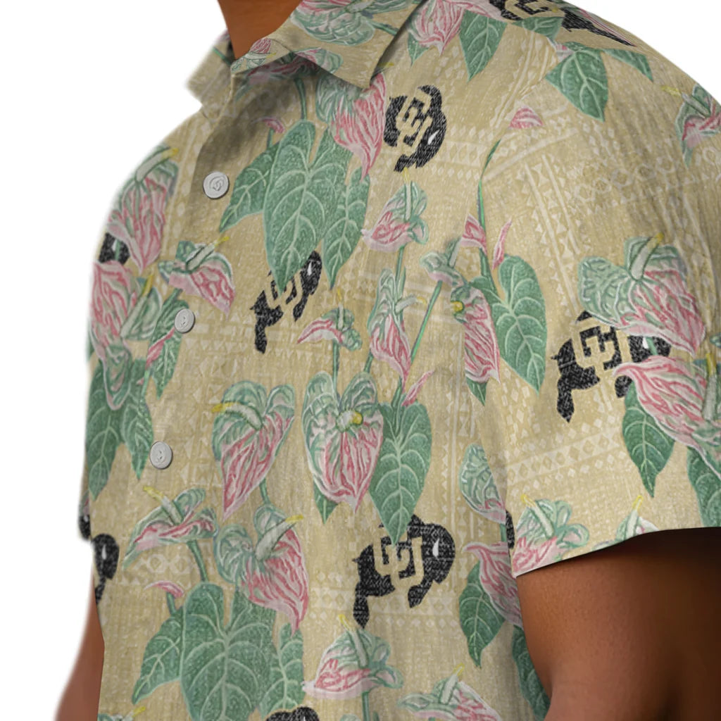 Colorado Buffaloes Hawaiian Shirt - Anthurium Overlay | Moonbestprint
