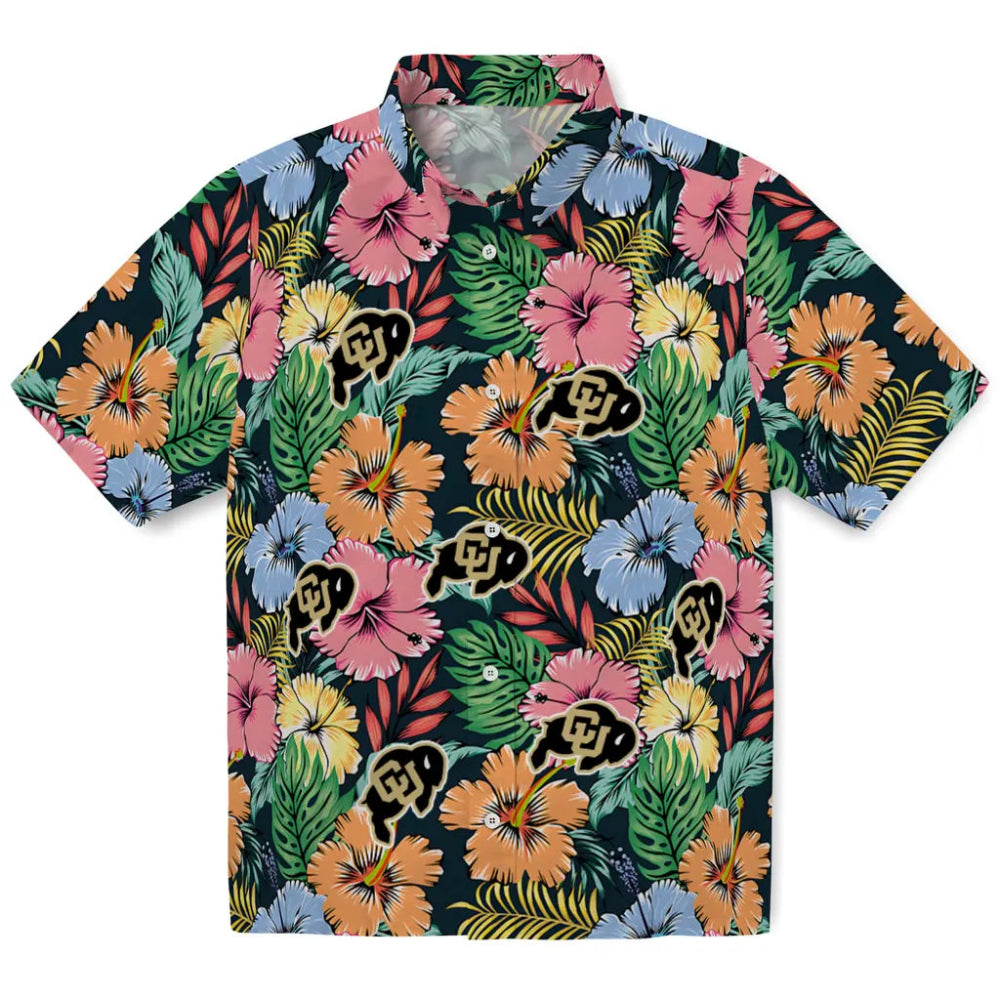 Colorado Buffaloes Hawaiian Shirt - Brilliant Hibiscus Garden | Moonbestprint