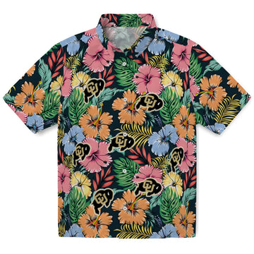 Colorado Buffaloes Hawaiian Shirt - Brilliant Hibiscus Garden | Moonbestprint
