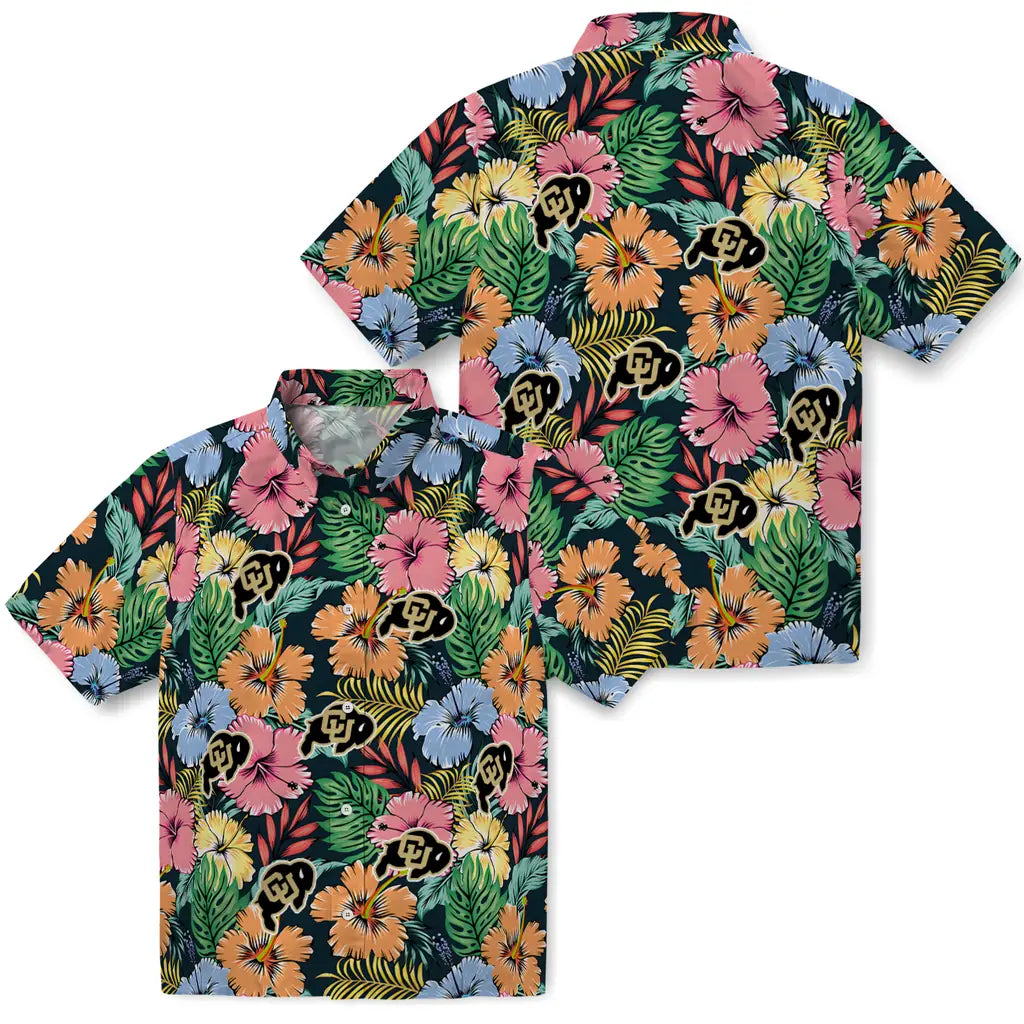 Colorado Buffaloes Hawaiian Shirt - Brilliant Hibiscus Garden | Moonbestprint