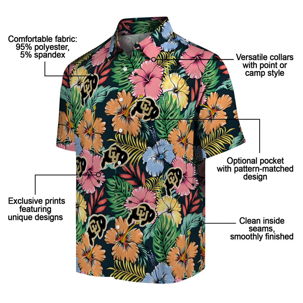 Colorado Buffaloes Hawaiian Shirt - Brilliant Hibiscus Garden | Moonbestprint