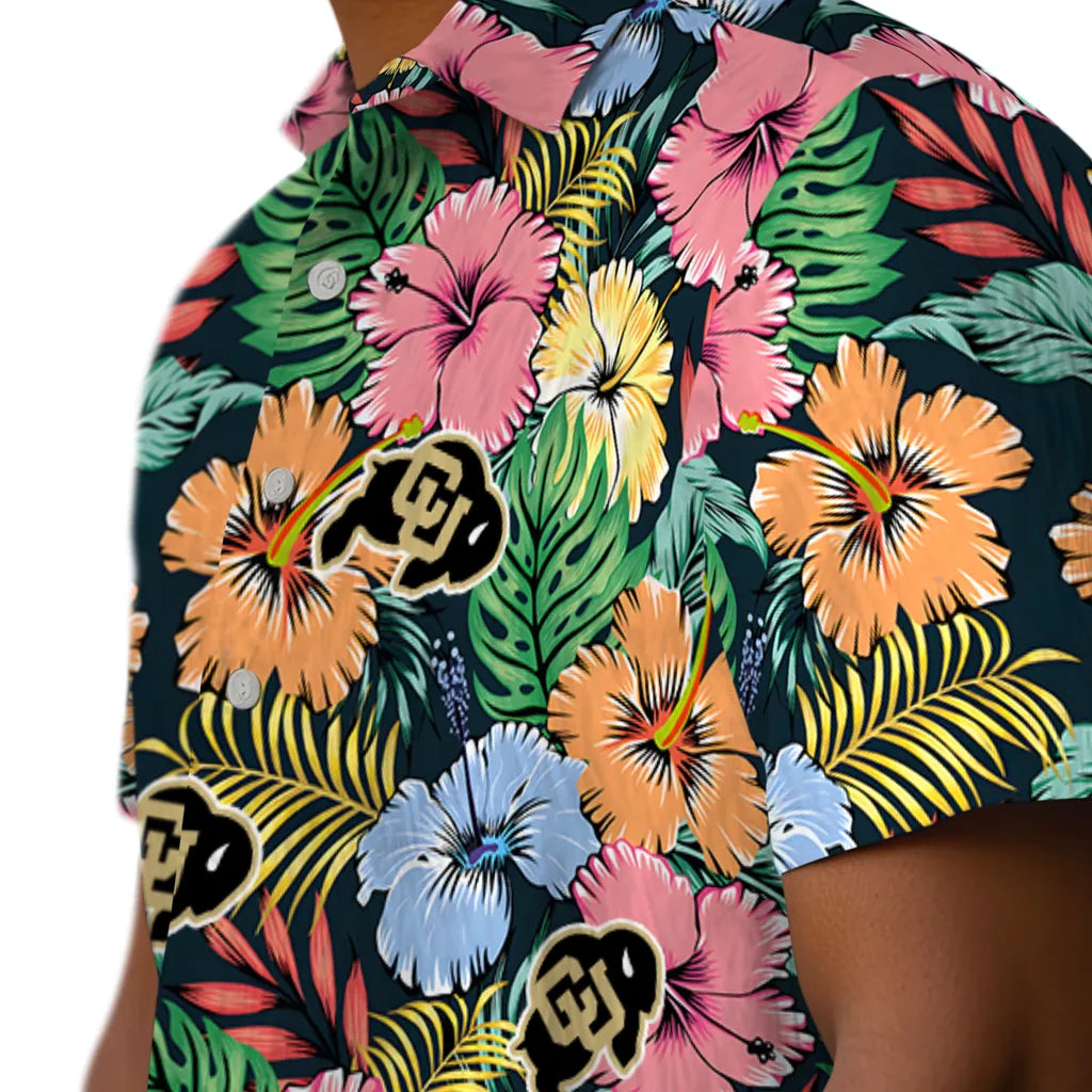 Colorado Buffaloes Hawaiian Shirt - Brilliant Hibiscus Garden | Moonbestprint