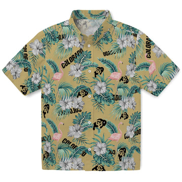 Colorado Buffaloes Hawaiian Shirt - Flamingo and Hibiscus | Moonbestprint