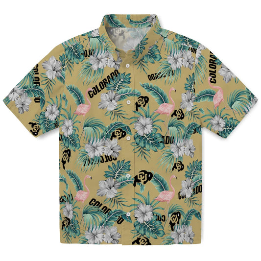 Colorado Buffaloes Hawaiian Shirt - Flamingo and Hibiscus | Moonbestprint