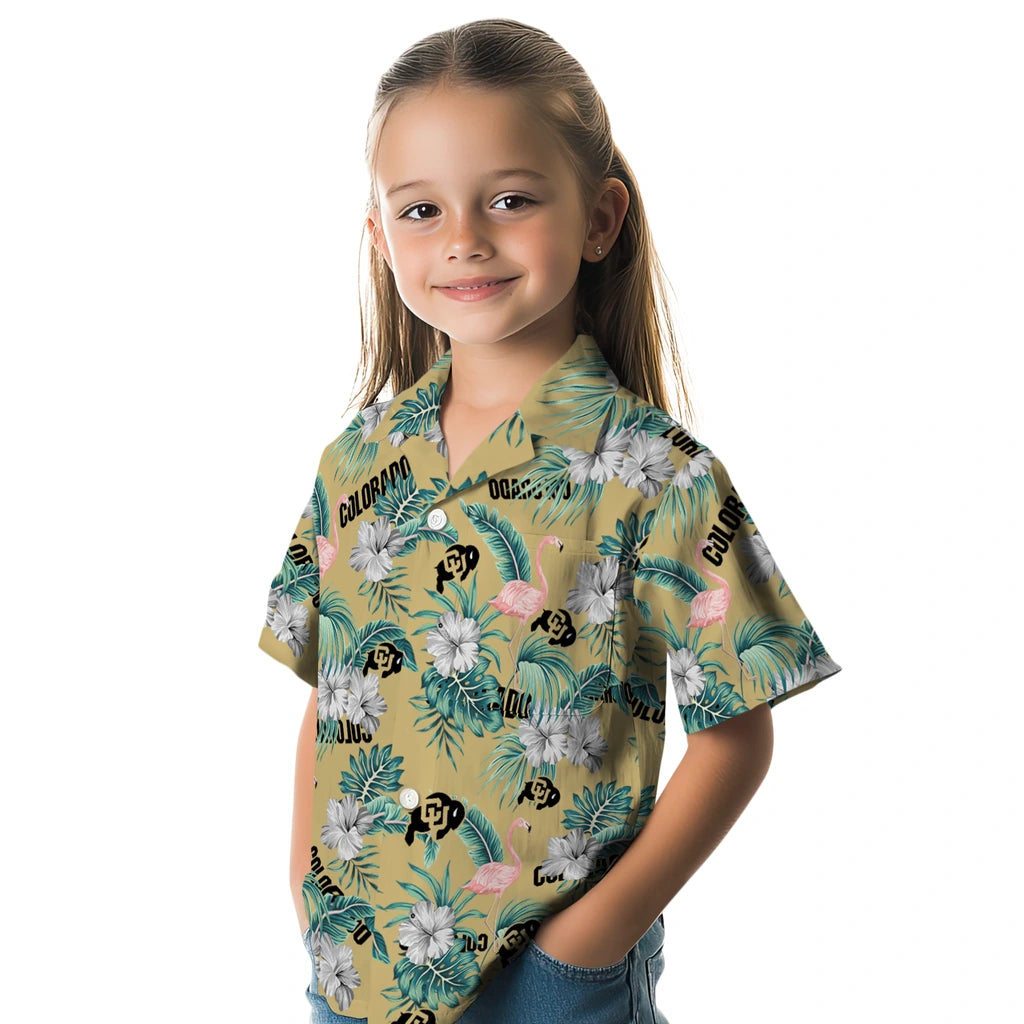 Colorado Buffaloes Hawaiian Shirt - Flamingo and Hibiscus | Moonbestprint