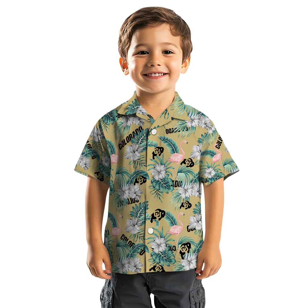 Colorado Buffaloes Hawaiian Shirt - Flamingo and Hibiscus | Moonbestprint
