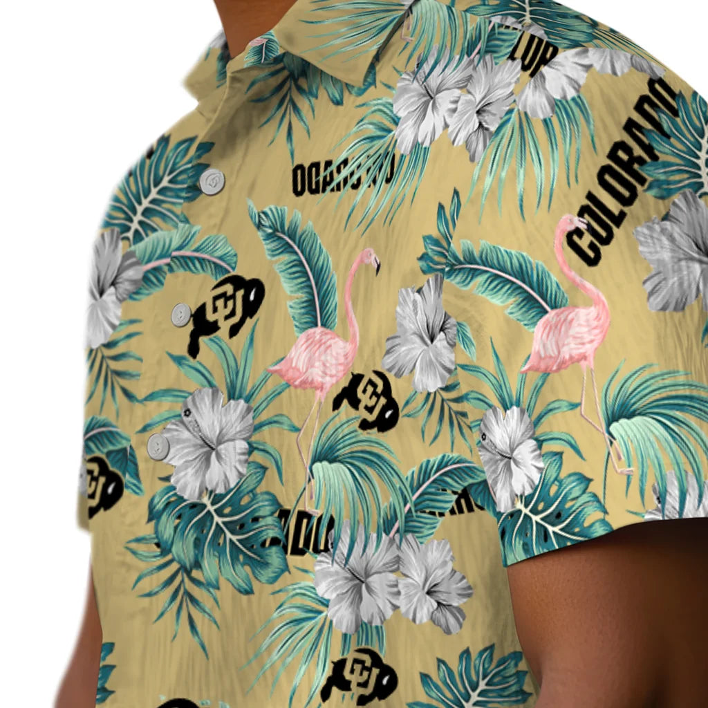 Colorado Buffaloes Hawaiian Shirt - Flamingo and Hibiscus | Moonbestprint