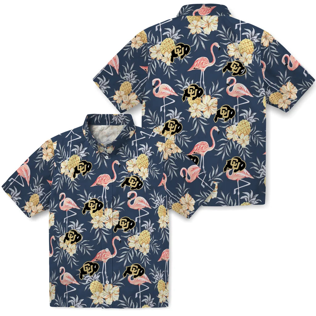 Colorado Buffaloes Hawaiian Shirt - Flamingo Hibiscus | Moonbestprint