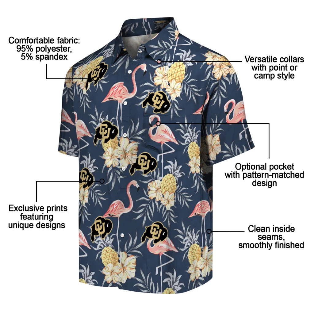 Colorado Buffaloes Hawaiian Shirt - Flamingo Hibiscus | Moonbestprint
