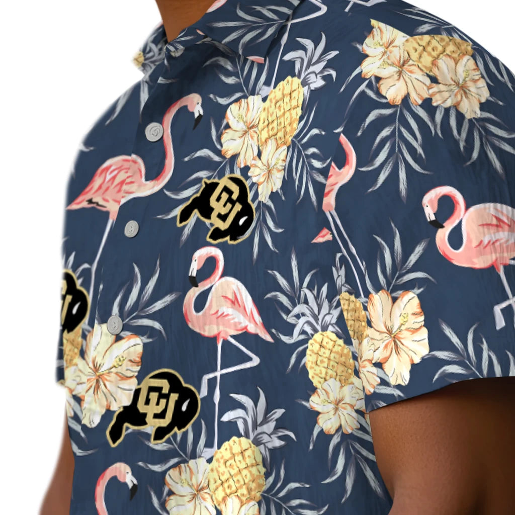 Colorado Buffaloes Hawaiian Shirt - Flamingo Hibiscus | Moonbestprint