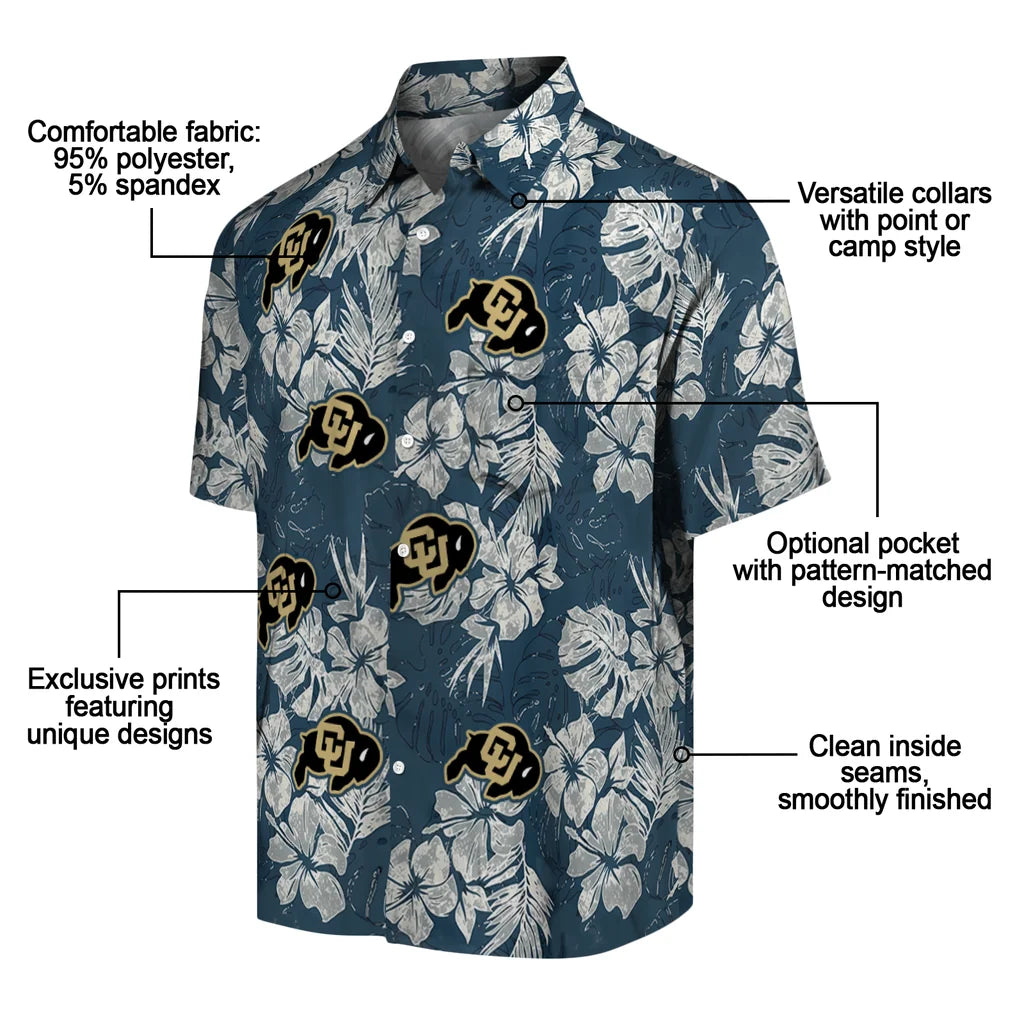 Colorado Buffaloes Hawaiian Shirt - Hibiscus Flowers | Moonbestprint