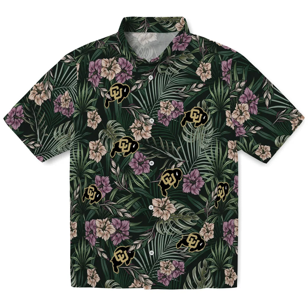 Colorado Buffaloes Hawaiian Shirt - Hibiscus Leaves Pattern | Moonbestprint