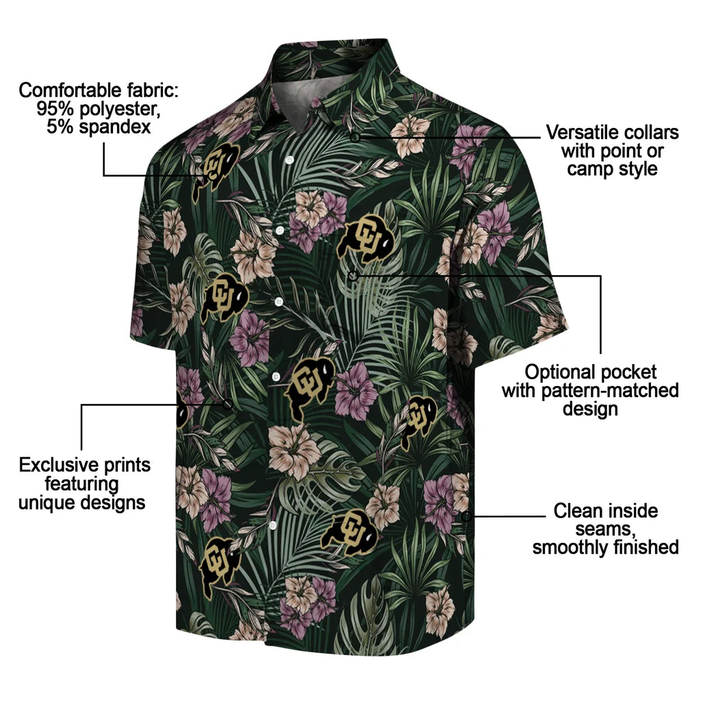 Colorado Buffaloes Hawaiian Shirt - Hibiscus Leaves Pattern | Moonbestprint