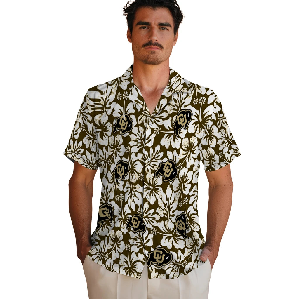 Colorado Buffaloes Hawaiian Shirt - Hibiscus Motif | Moonbestprint