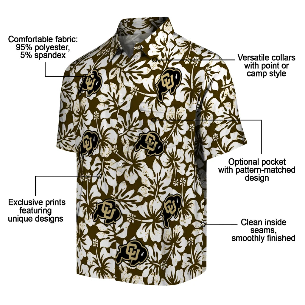 Colorado Buffaloes Hawaiian Shirt - Hibiscus Motif | Moonbestprint