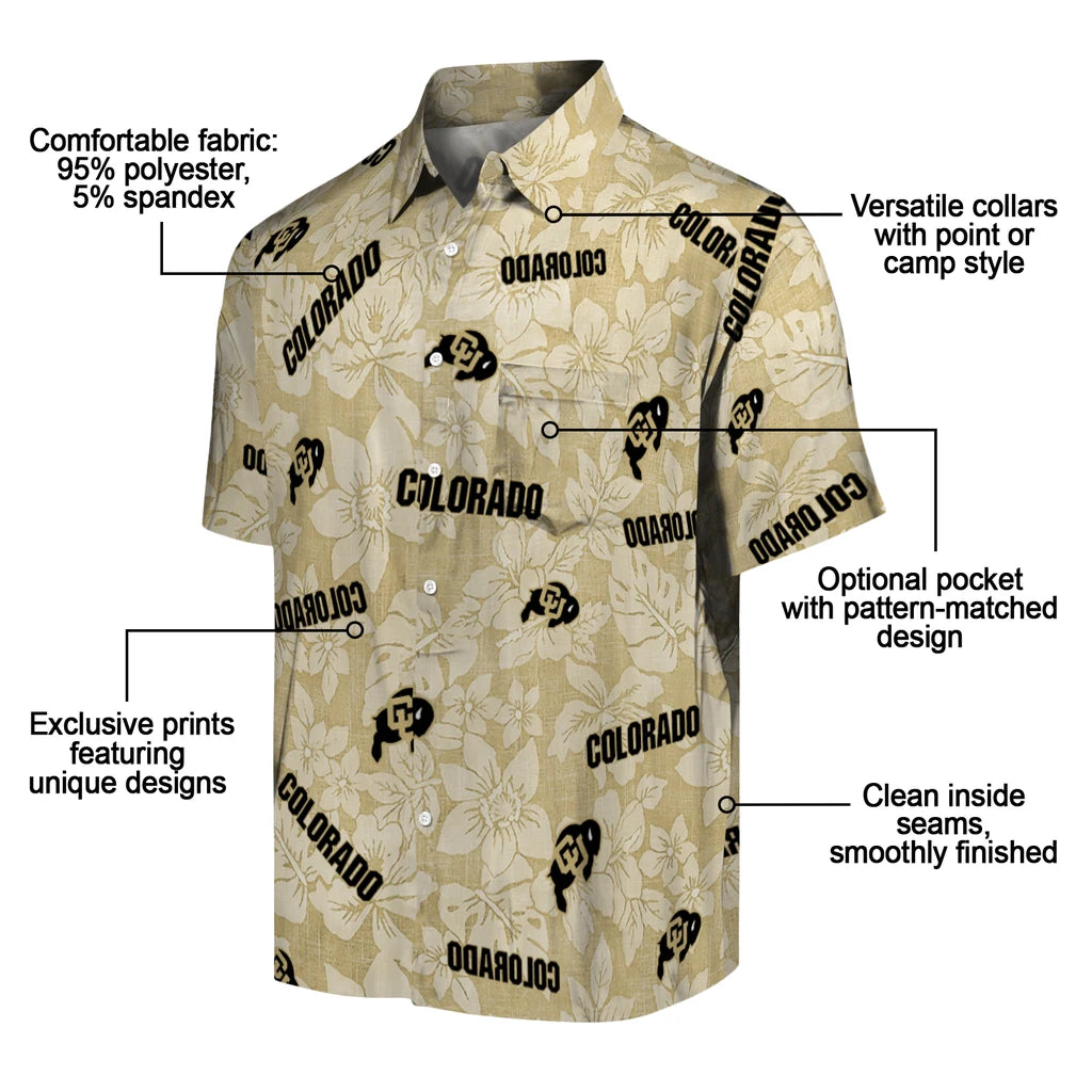 Colorado Buffaloes Hawaiian Shirt - Hibiscus Oasis | Moonbestprint