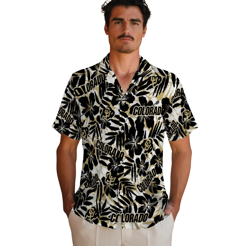 Colorado Buffaloes Hawaiian Shirt - Hibiscus Overlay | Moonbestprint