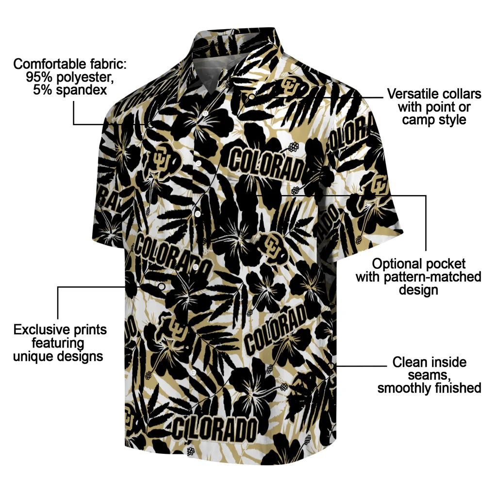 Colorado Buffaloes Hawaiian Shirt - Hibiscus Overlay | Moonbestprint