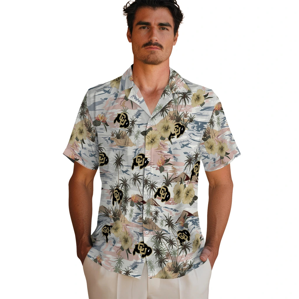 Colorado Buffaloes Hawaiian Shirt - Hibiscus Seaside | Moonbestprint