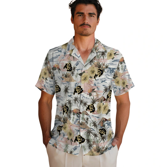 Colorado Buffaloes Hawaiian Shirt - Hibiscus Seaside | Moonbestprint