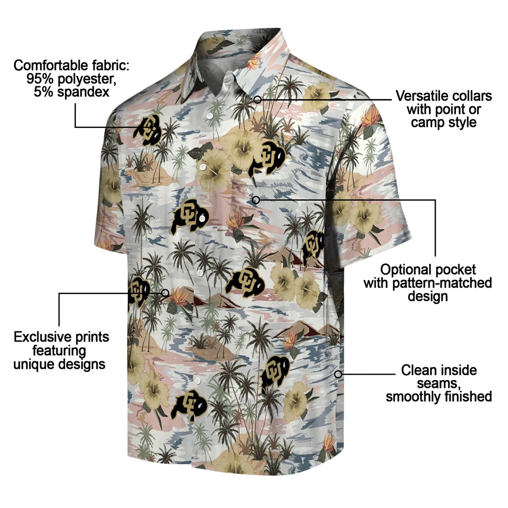 Colorado Buffaloes Hawaiian Shirt - Hibiscus Seaside | Moonbestprint